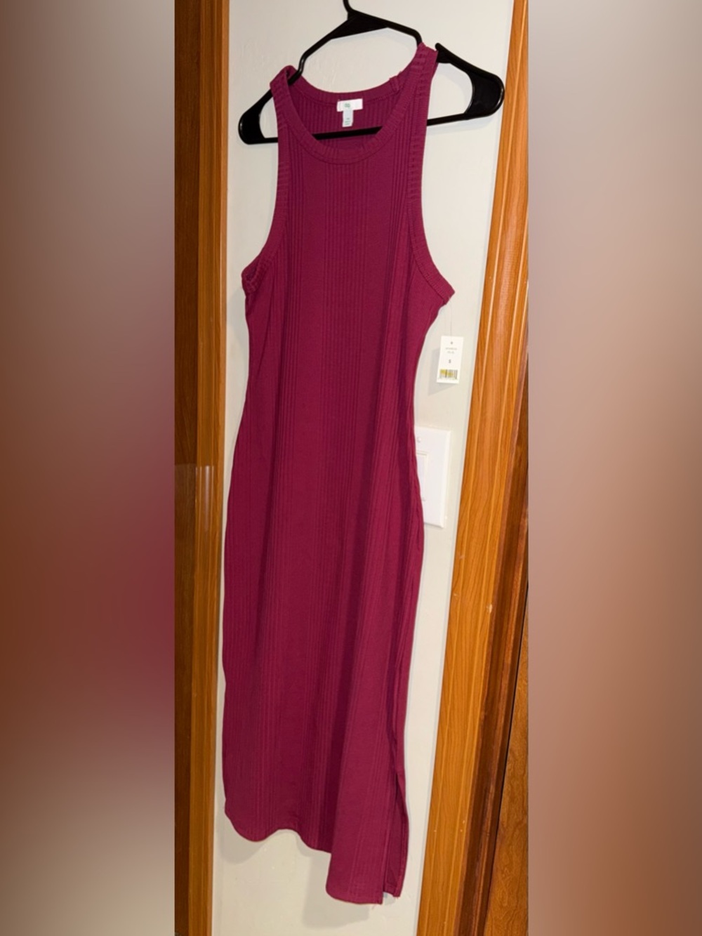 DIP Sleeveless Ribbed Midi Dress in Deep Red